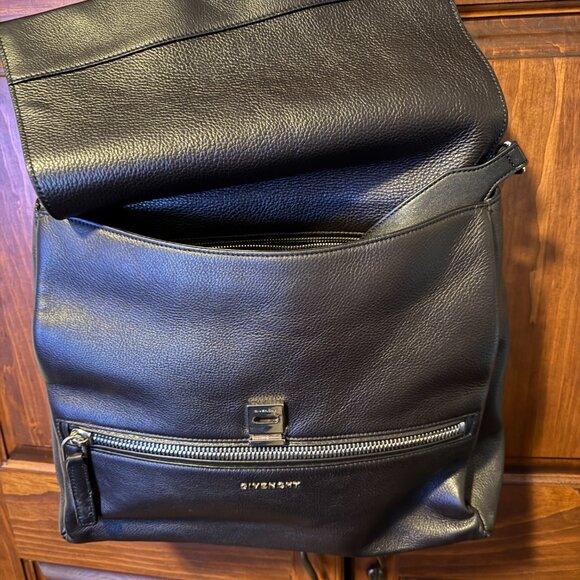 GIVENCHY "PANDORA" gorgeous black/brown pebble leather top handle bag - Picture 2 of 10